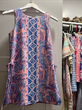 Lilly Pulitzer Pink and Blue Printed Sleeveless Shift Dress